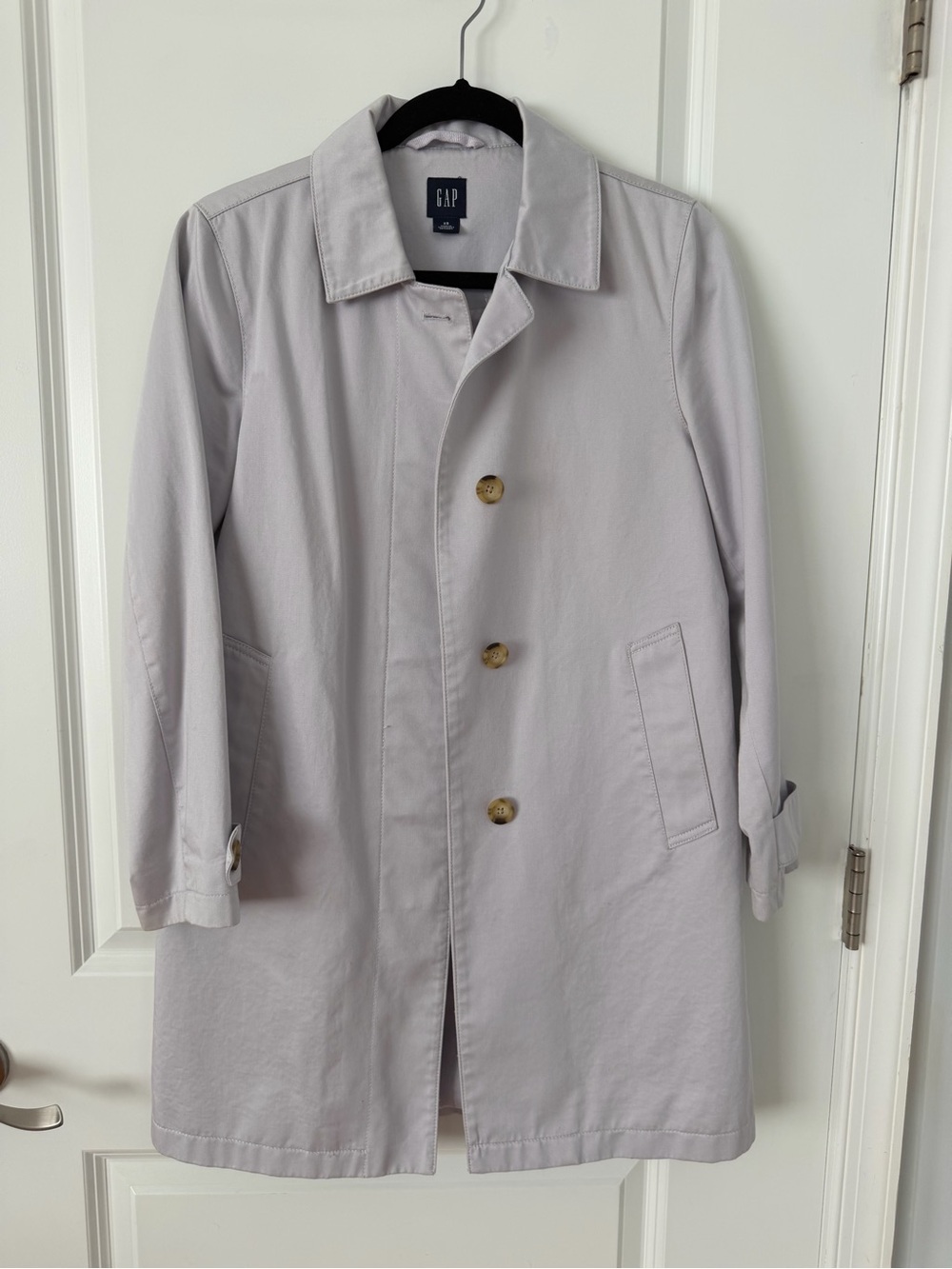 GAP Men's Light Gray Single-Breasted Trench Coat